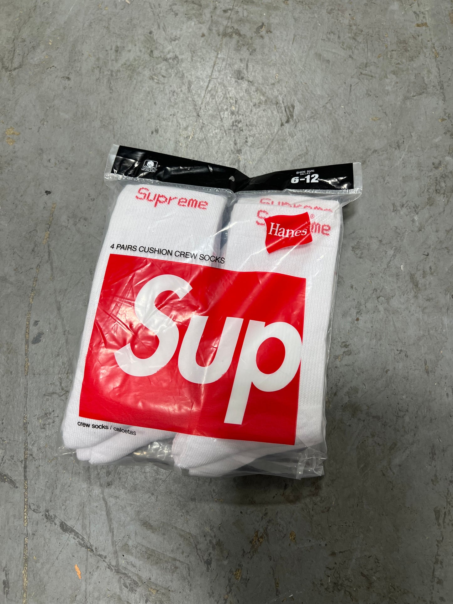 Supreme Socks White 6 pack